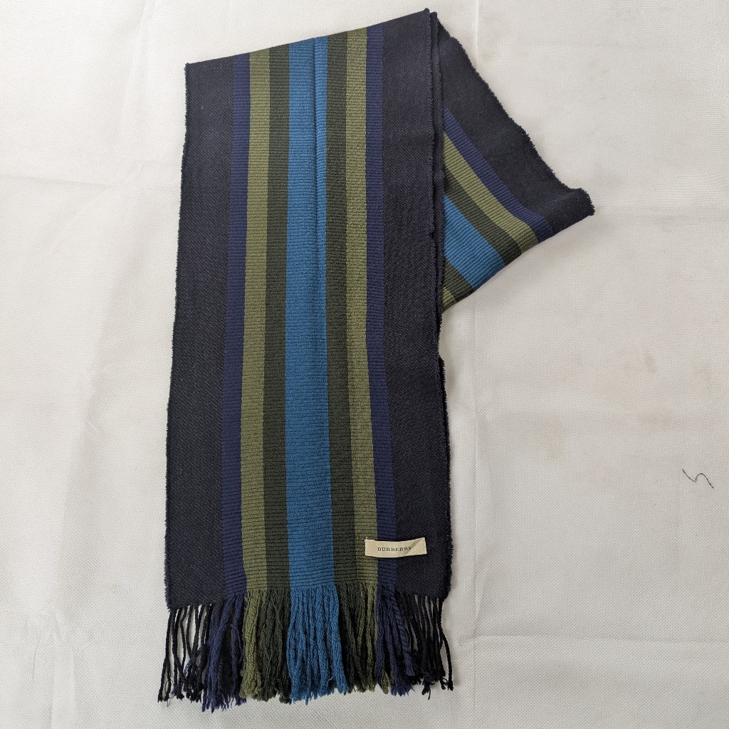 Burberry Solid Plaid Neck Warmer Multicolor Scarf Made In United Kingdom